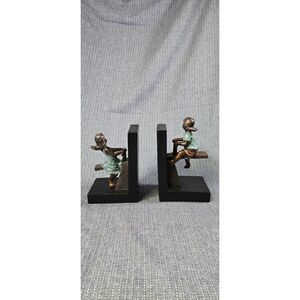 Black Polystone Bookends with Swing Set